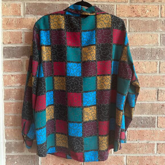 Jordan Women's Multicolor Colorblock Long Sleeve Button Down Shirts Size 18 - Picture 2 of 3